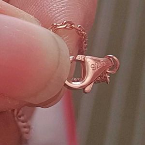 GIVA 925 Silver Rose Gold Heart Pendant+Link Chain