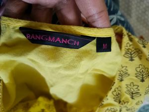 Yellow Cotton Kurta Knee Length