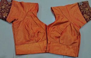 Elegant Orange and maroon  Embroidered Saree