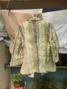 Striped Shirt coat with panelling