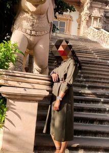 Olive Green Shirt Style Dress / Shrug