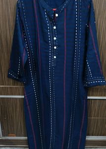 Libas Navy Blue Straight Kurta