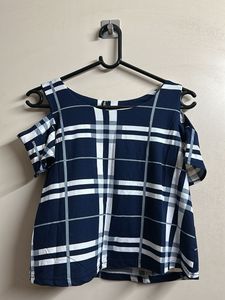 Partywear Blue And White Top