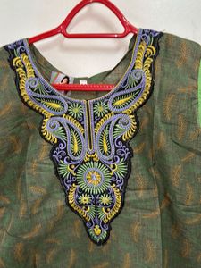 Sleeveless Embroidered Short Kurti