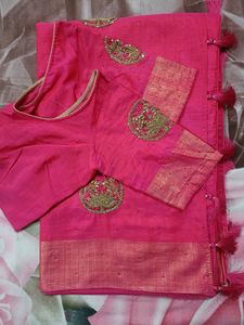 Rose Pink Chanderi Silk Saree
