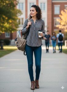 Plaid Button-Up Long Sleeve Shirt