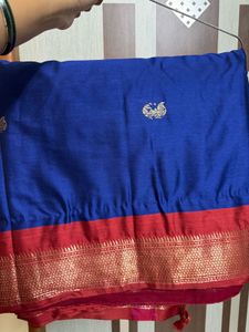 Royal Blue Red Saree