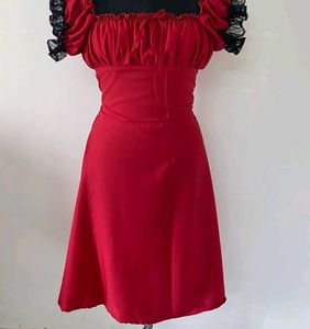 Pretty Red Milkmaid Princess Dress