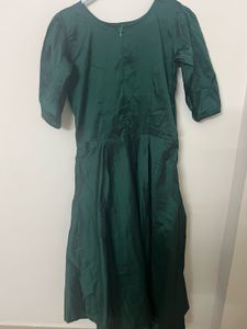 Bottle Green Satin Silk Gown
