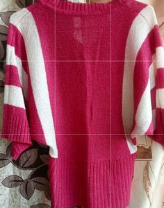 Pink Striped V-Neck Pullover