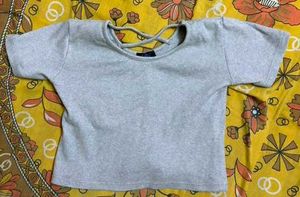 Grey Criss Cross Crop Top