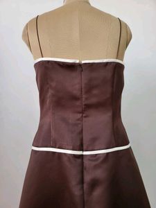 Brown Strapless Satin Dress