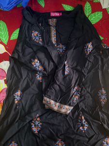 Floral Print Black Fabric