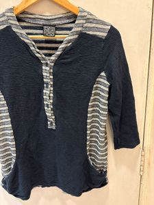 Striped Three Quarter Sleeve Top