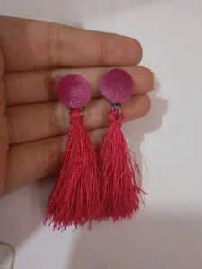 Pink Tassel Earrings