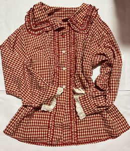 Red ghingam Ruffle Blouse