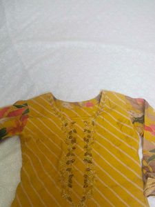 Heavy Embroidery Mustard Kurti