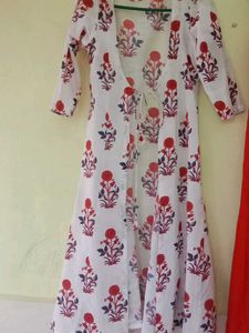 Cotton Anarkali Kurta With Long Shrug