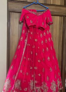 Handmade Embroidery- Hot Pink Lehenga Choli Set