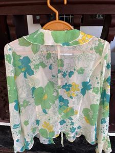 Floral Ruffle Sheer Top