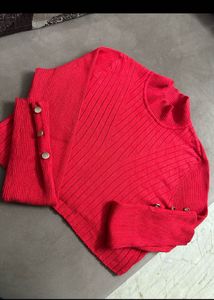 Red Ribbed Turtleneck