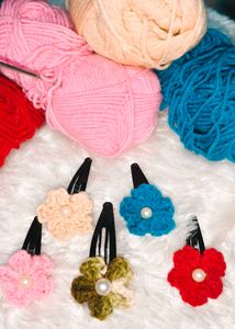 🎁Buy 2 Get 1 Free 🎁Crochet 🌺 Flower Hair Clips