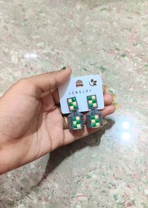 Checkered Dangle Earrings