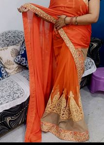 Half Net Saree