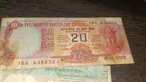 Vintage 20 Rupee Note 5 Ruppes Unique