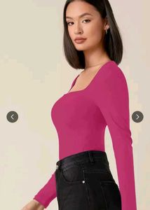 Hot Pink Square Neck Top