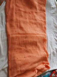 Light Orange Soft Chiffon Saree.
