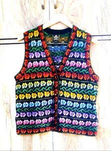 Vintage Floral Knit Vest size-38