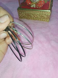 Combo Of Black &amp; Silver Hoop Earrings