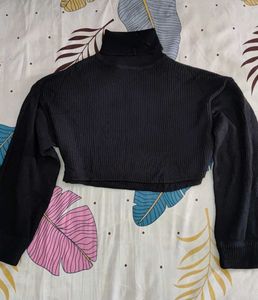 Black Turtleneck Cropped Sweater