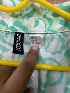 Green Patterned Boxy Shirt