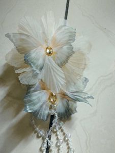 Floral Koreal Hair Claw with Crystal Beads
