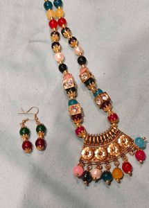 Beaded Necklace and Earring Set