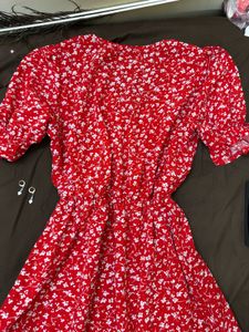 Red Floral Long Dress So Pretty Size32-36