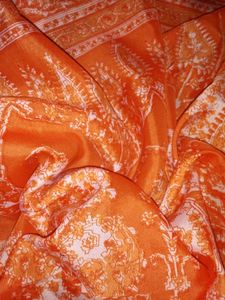 Womens Soft Silk Orange Flowers Printed Saree