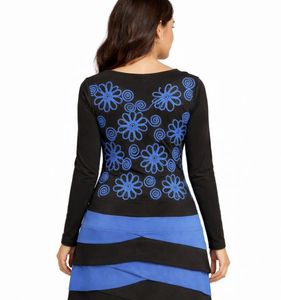 Hooded Floral Black &amp; Blue Dress