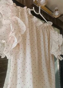 Chic Heart Print Ruffle Top