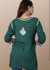 Green Embroidered Tunic Top