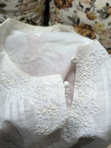 Elegant White Kurta Single Peice