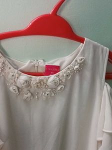 White Cold-Shoulder Top