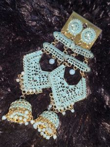 Elegant Dangle Earrings Sky Blue Colour