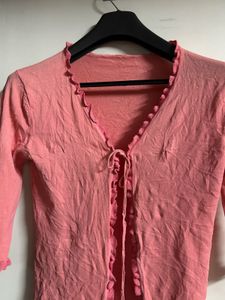 Pink Ruffle Cardigan