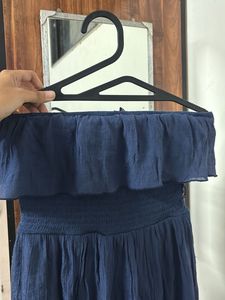 Navy Blue Off-Shoulder Dress