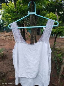 White Lace Trim Tank Top