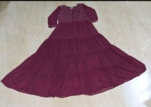 Maroon Gown For Girls