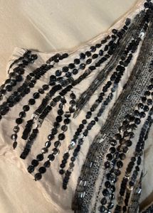 Sequin Embellished Open Front Waist Jacket